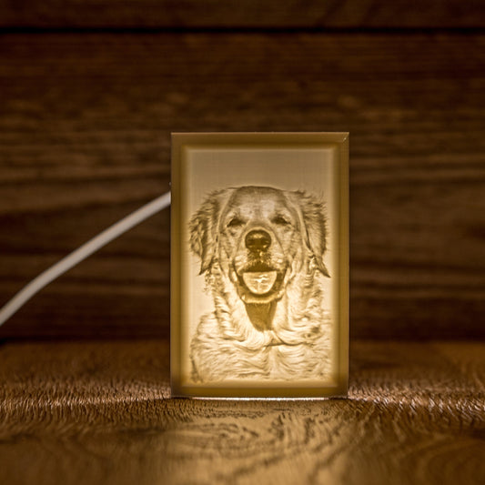 Herinneringslicht met foto en lampje – persoonlijk 3D-geprint fotolicht met warme gloed