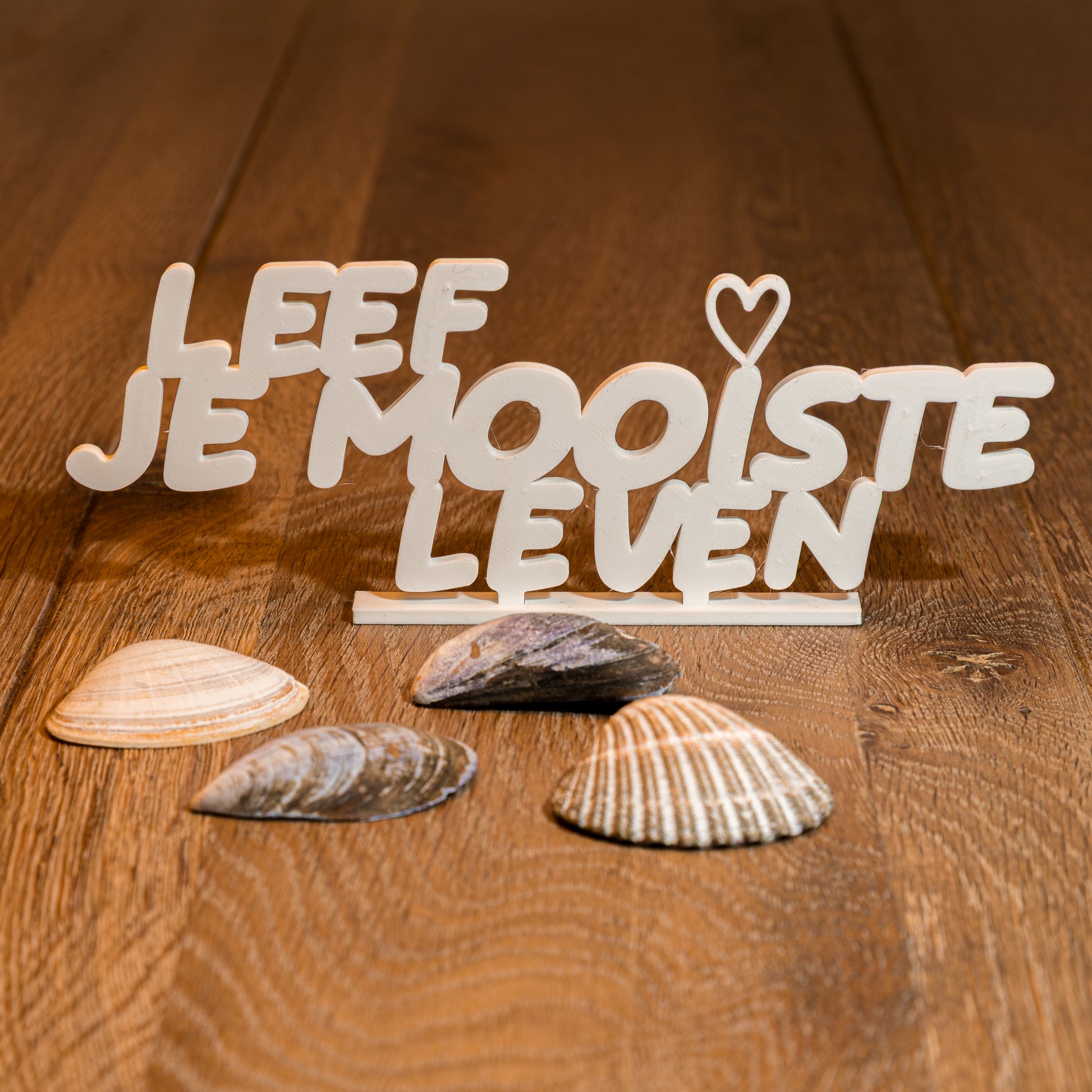 Leef je mooiste leven – uniek kunstobject voor interieur, ontworpen in uit eigen studio van Onwies Shop door Marc Hartman