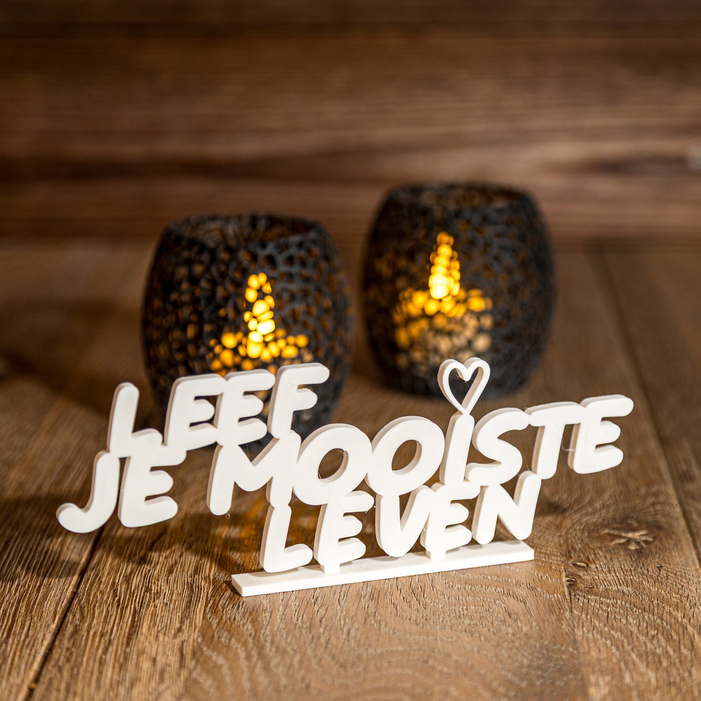 Leef je mooiste leven – decoratief object met motiverende tekst, exclusief verkrijgbaar bij Onwies Shop