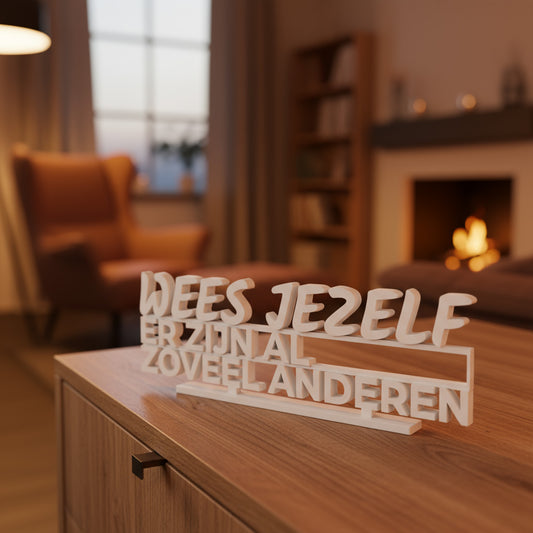 Wees je zelf – 3D-geprint decoratie met inspirerende tekst, exclusief Onwies Shop