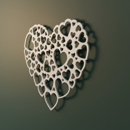 Detail van het Hart van Samenzijn, een 3D-geprint hart opgebouwd uit meerdere harten als symbool van verbondenheid en samen zijn.