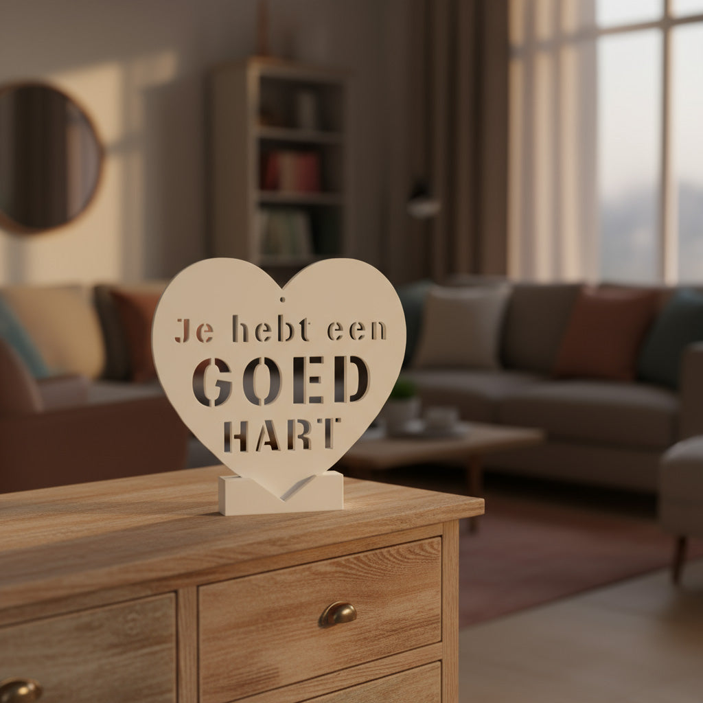 Detail van hartvormig design – artistieke 3D-print met warme uitstraling