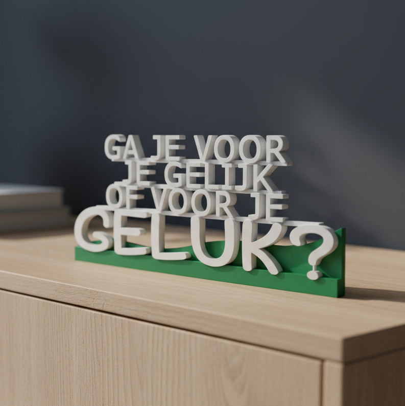 Ga je voor je gelijk of voor je geluk – uniek kunstobject voor interieur, 3d geprint uit eigen studio van Onwies Shop