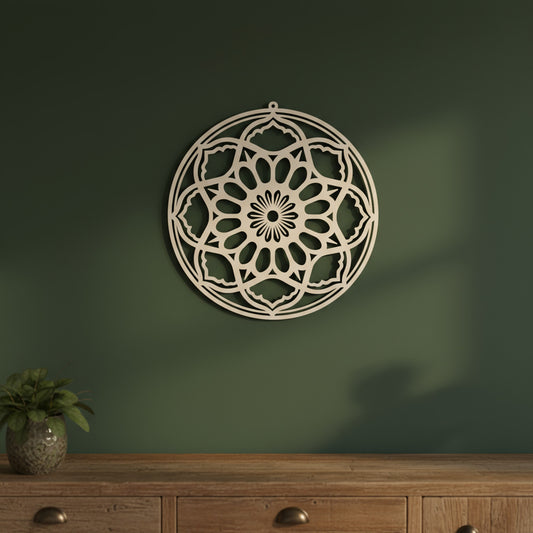 Mandala Tijdloze Bloei – 3D-geprint wanddecoratie met bloemmandala, exclusief Onwies Shop