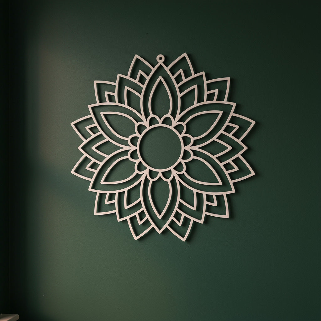 Lotuslicht mandala – uniek 3D spiritueel kunstobject voor aan de muur uit eigen studio Onwies Shop