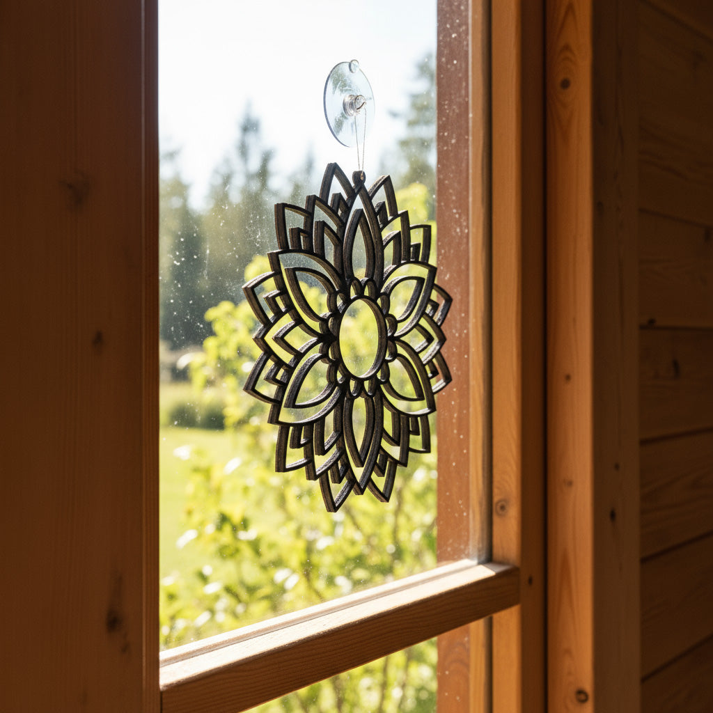 Mandela Lotuslicht – 3D-lichtkunstwerk met spirituele uitstraling voor op het raam